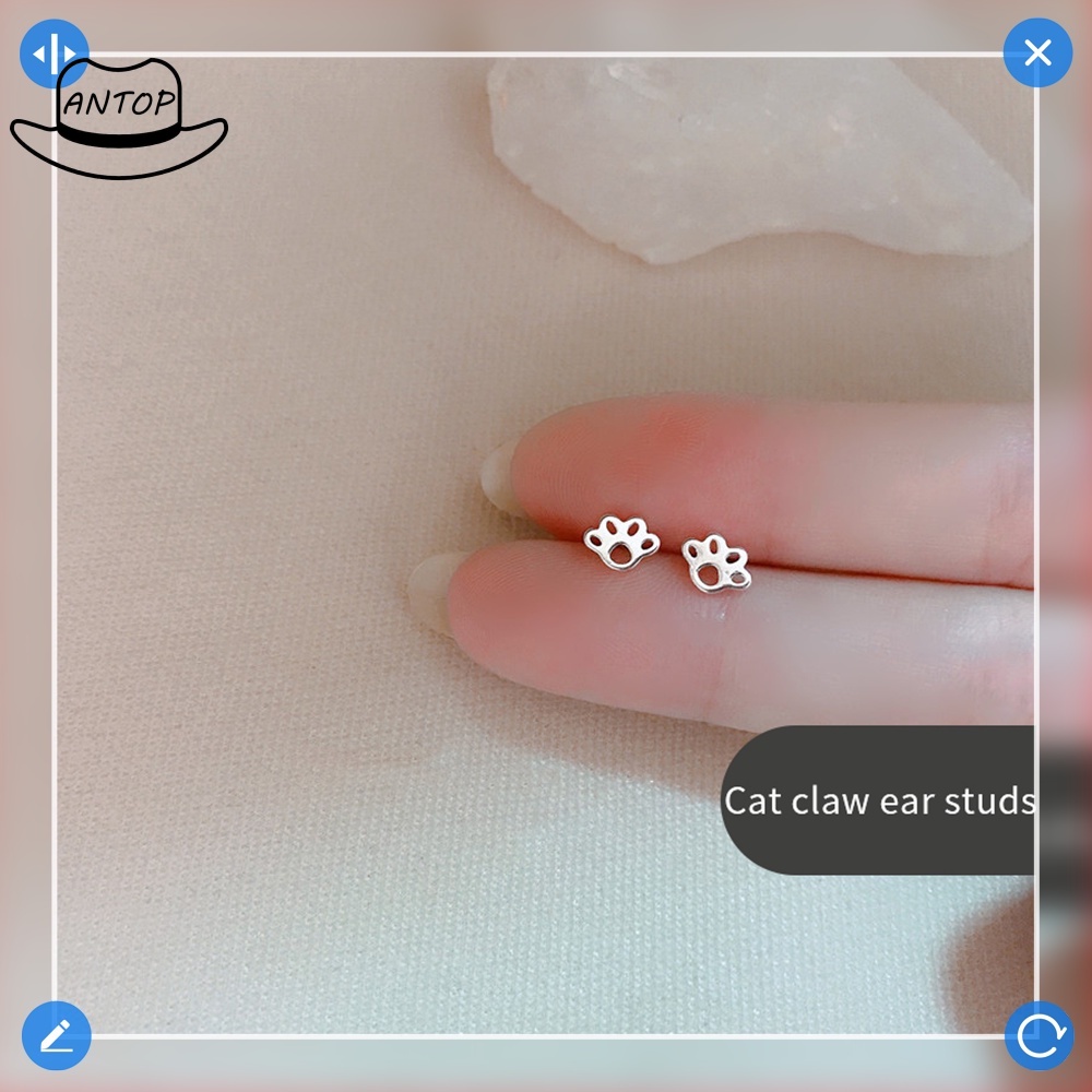 Trendy Silver Heart Stud Earrings Minimalis Cinta Bunga Anting-Anting Untuk Wanita Mahasiswa Remaja Perhiasan Hadiah ANTOP