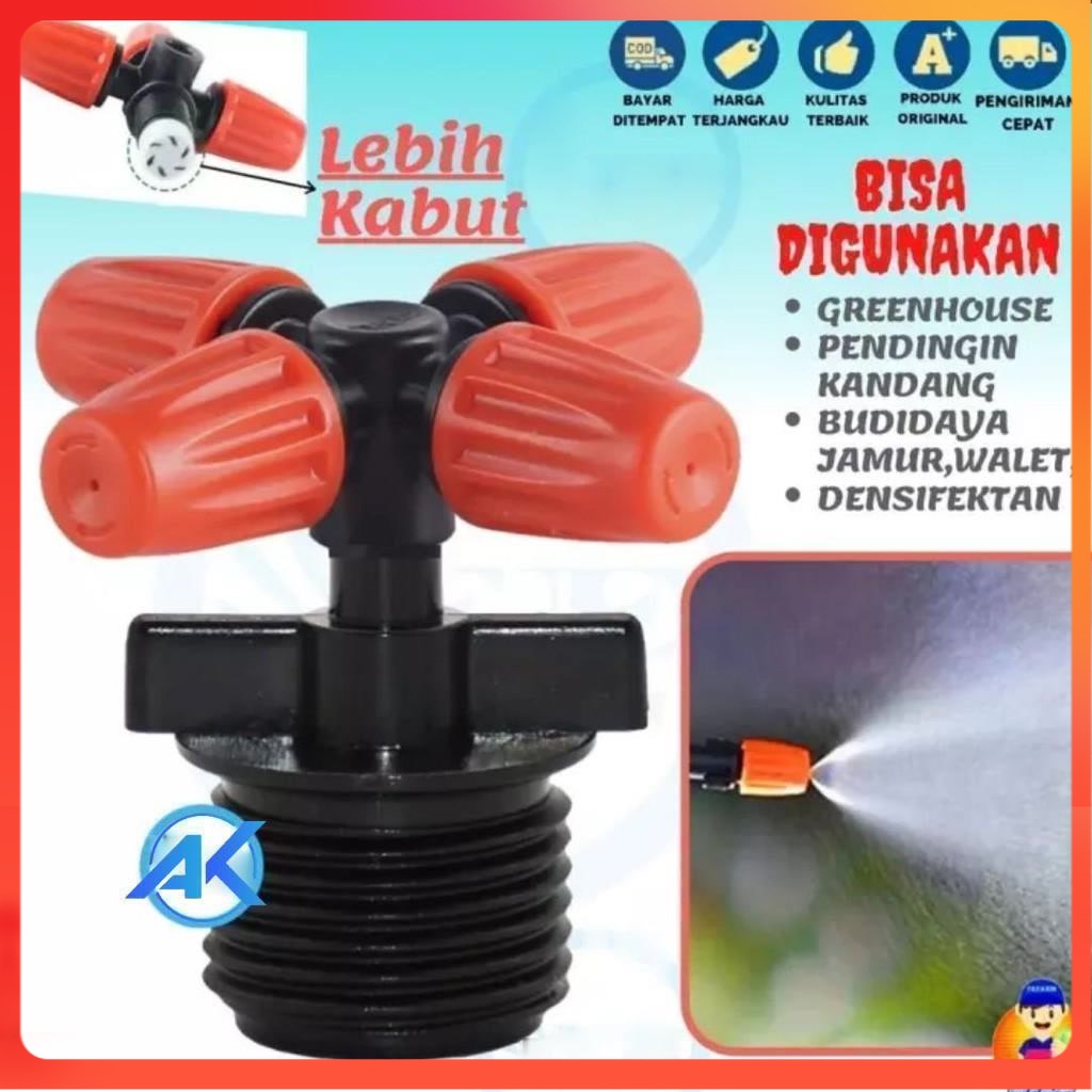 Sprayer Kabut Spuyer Nozzle  Embun Kepala 4 Plastik Rumah Walet Kandang Ayam Rumah Jamur
