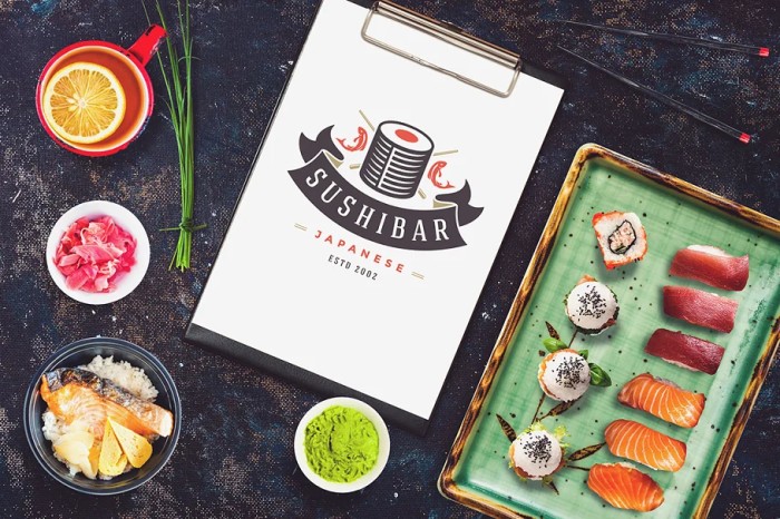 Sushi Bar Logos And Badges Templates - Photoshop &amp; Illustrator