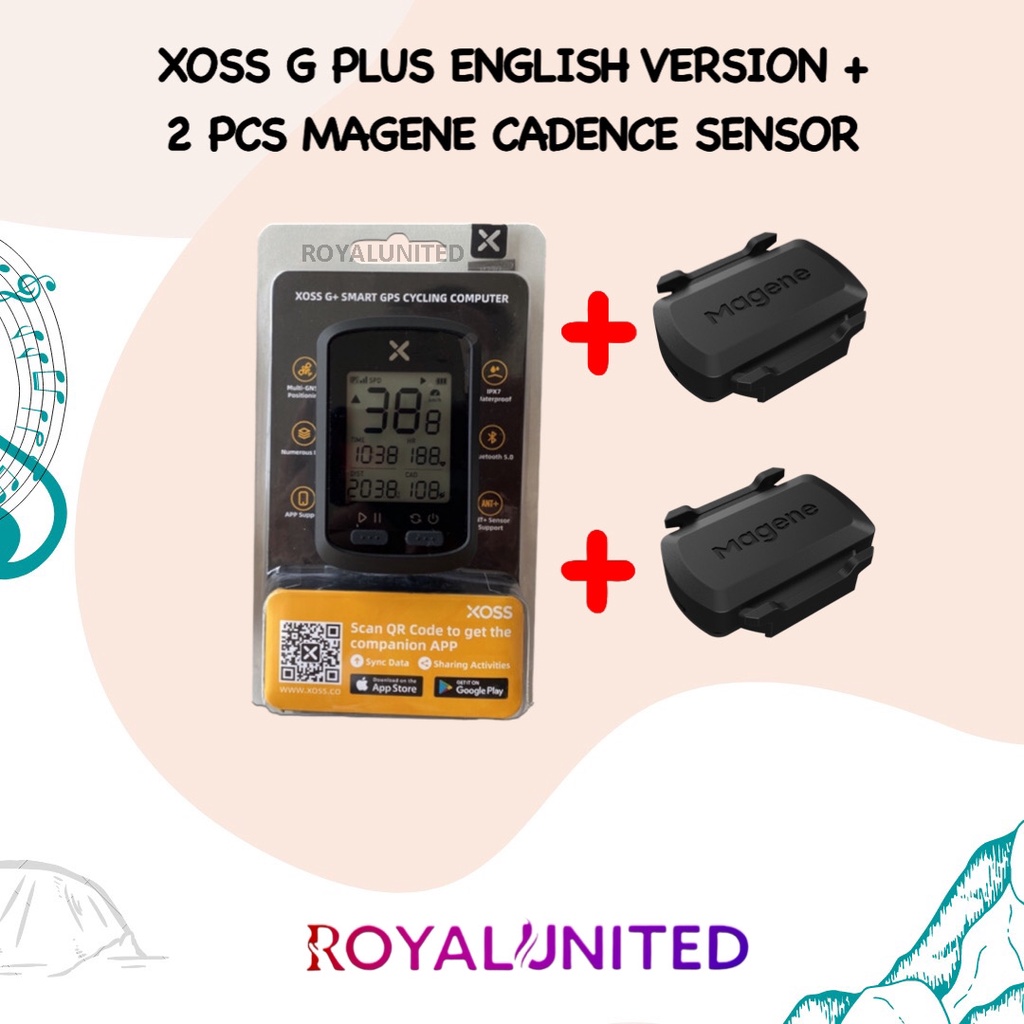 Xoss G Plus Speedometer English Version GPS Speedometer XOSS G Plus Paket dan 2 Magene Cadence BONUS BARFLY + SILICON CASE