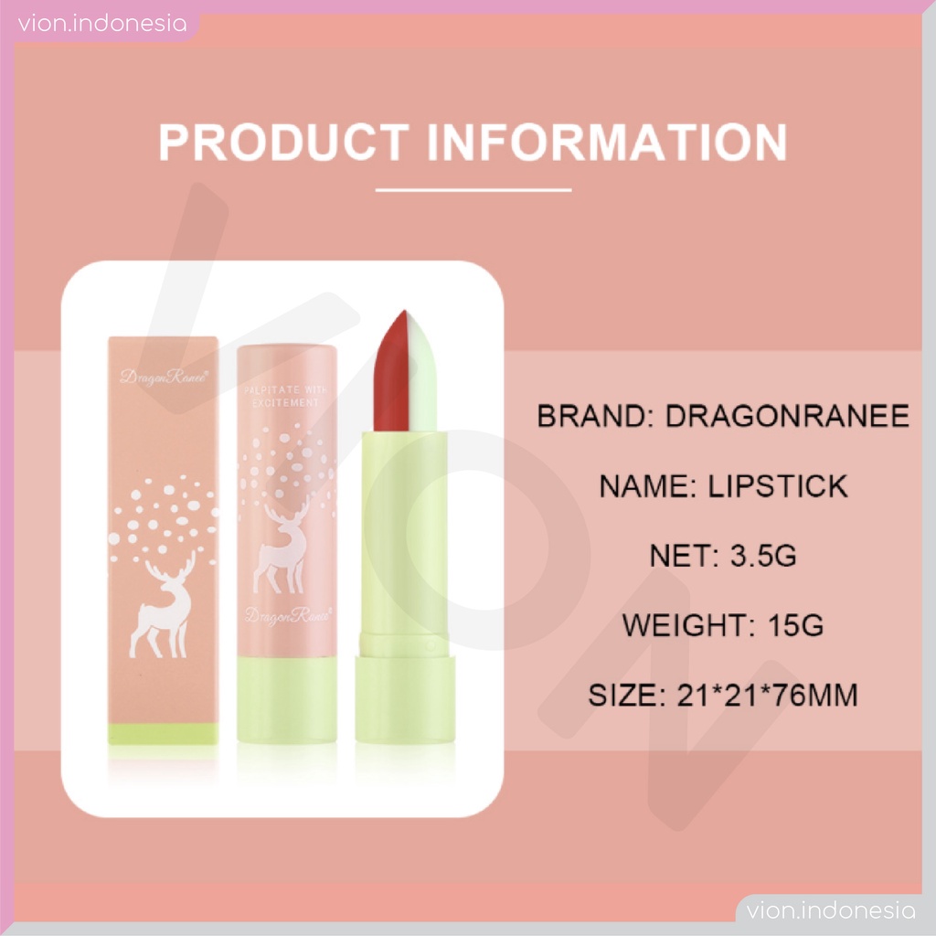 DRAGON RANEE Deer Lipstick Thermochromism Lipstik Warna Original DR007