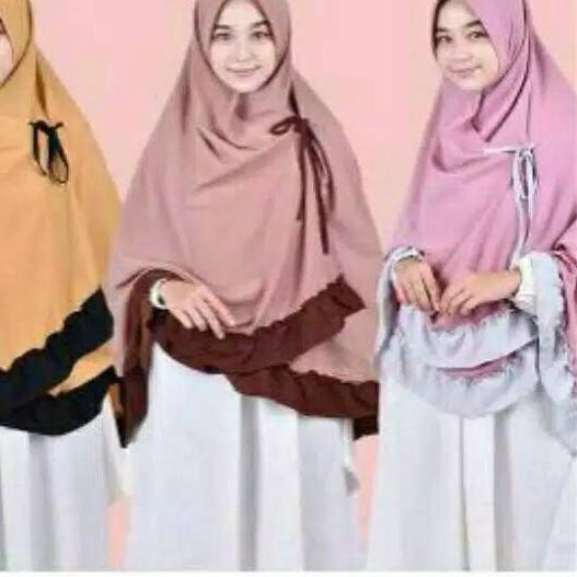 *Harga Grosir* KHIMAR KIKIS KOMBINASI / jilbab instan kombinasi ❁