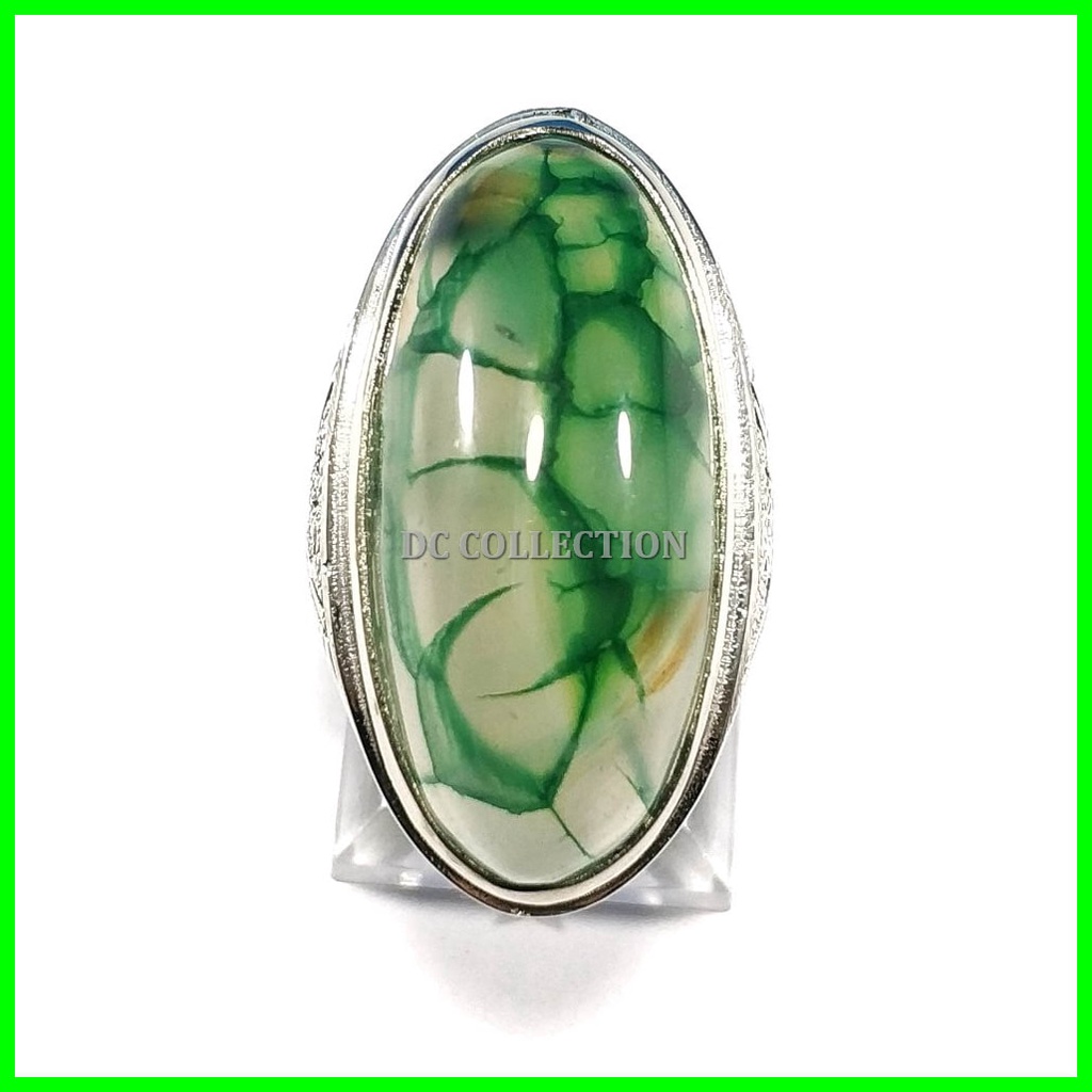 CINCIN BATU AKIK NATURAL PANDAN LUMUT SISIK NAGA HIJAU MEMPESONA GRADE AAA