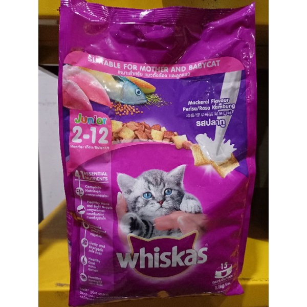 Makanan Kucing - Whiskas Junior Mackerel Flavour kemasan 1,1kg