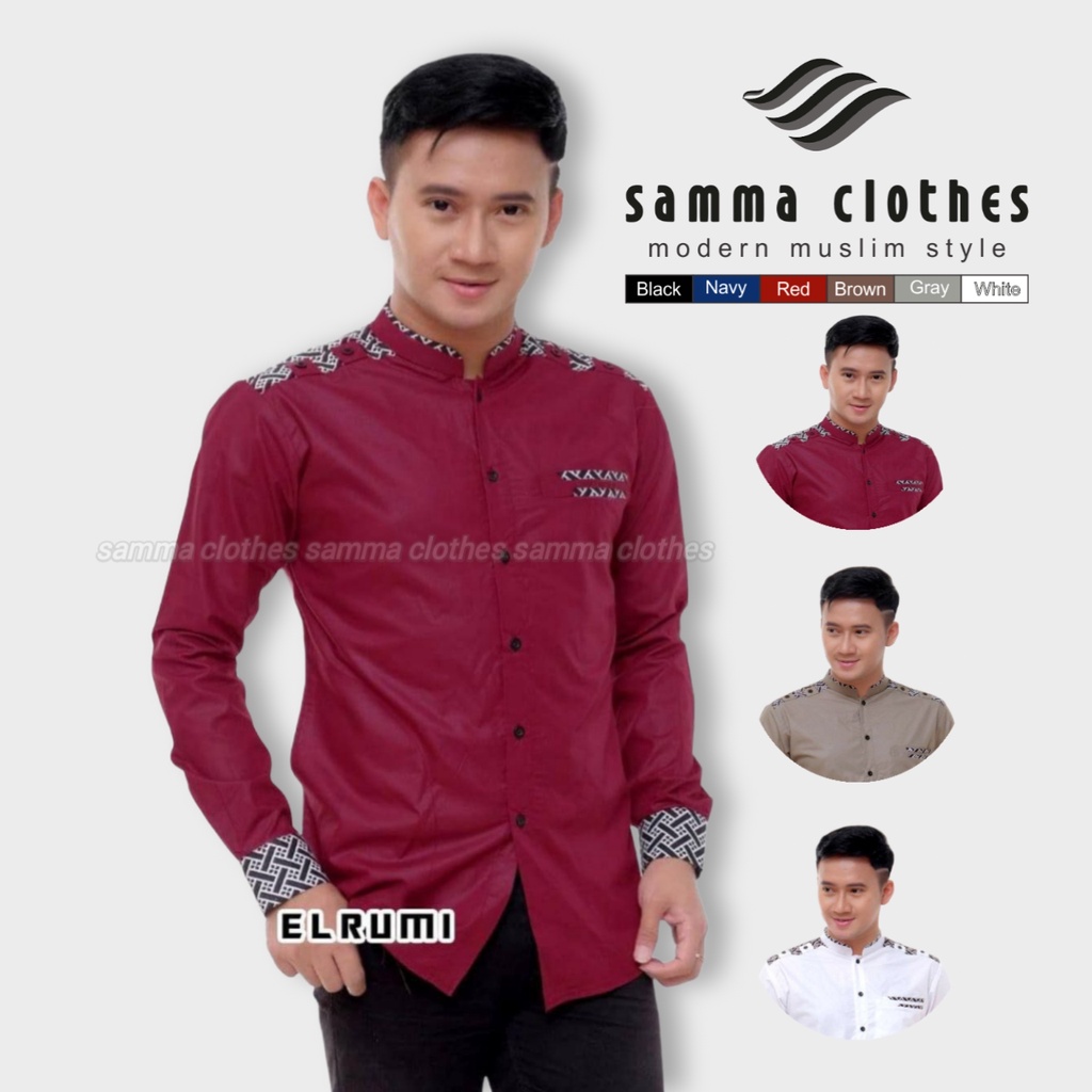 Samma Clothes Baju Koko Pria Koko Hadroh Panser Baju Koko Dewasa Baju Koko Lengan Panjang Pakaian Mu