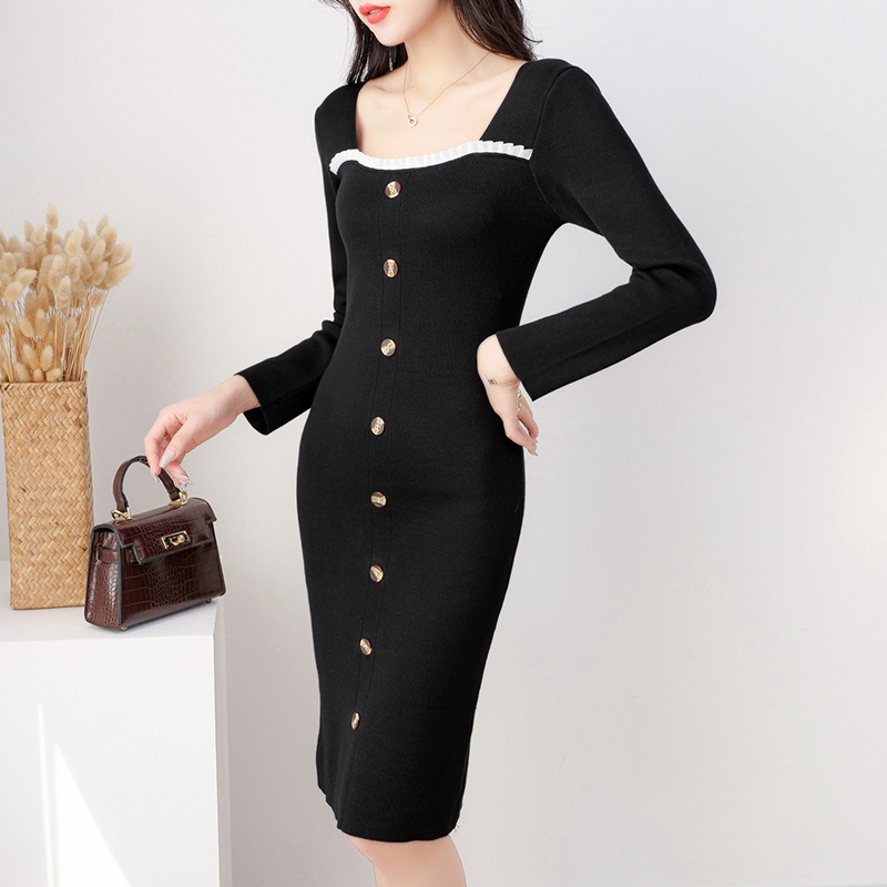 【Elegant】Evening Ladies Bodycon  Bandage Long Sleeves knit Dresses 7375