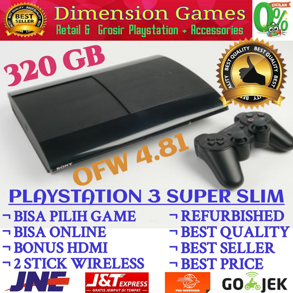 PS3 PS 3 SONY PLAYSTATION 3 SUPER SLIM 320 GB OFW REFURBISH BISA PILIH GAME