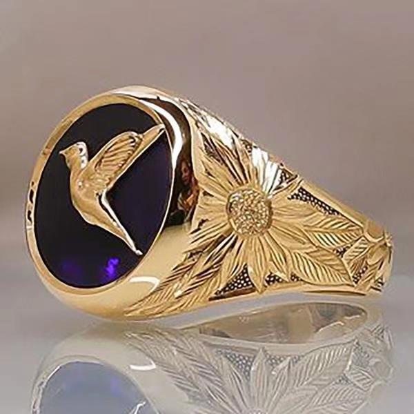 Trendy Luxury Jewelry Peace Dove Bird  Style Hot Sale Flower Ring Gothic Rings for Men Couple Wedding Rings Mens Rings jewelry