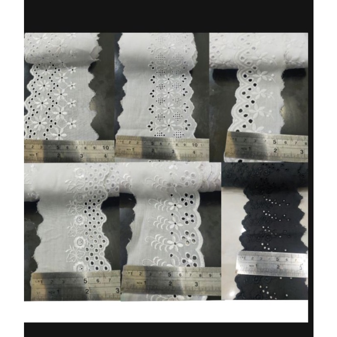 renda katun lebar 5_10cm varian putih harga per.pcs(15yard)