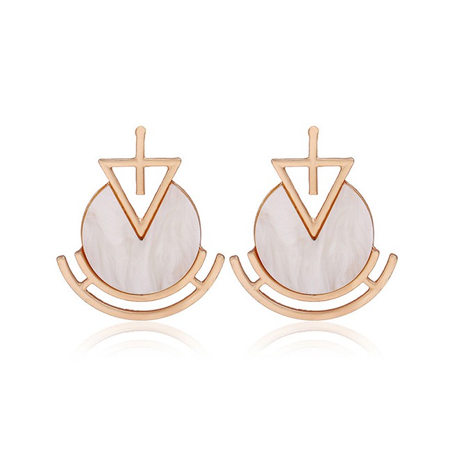 LRC Anting Tusuk Fashion Gold Color Hollow Out Design Pure Color Earrings E72430