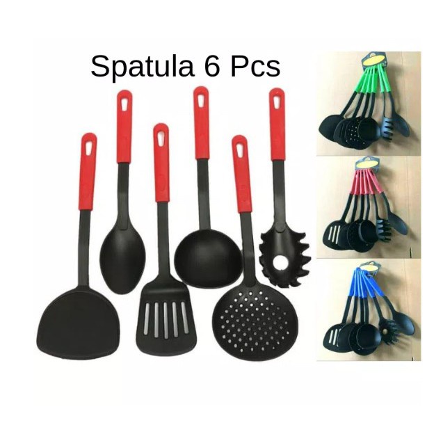 READY STOK Spatula Set 6 In 1 Sodet Plastik Set Susuk Plastik Spatula Silikon 6 pcs Sutil Sendok Dap