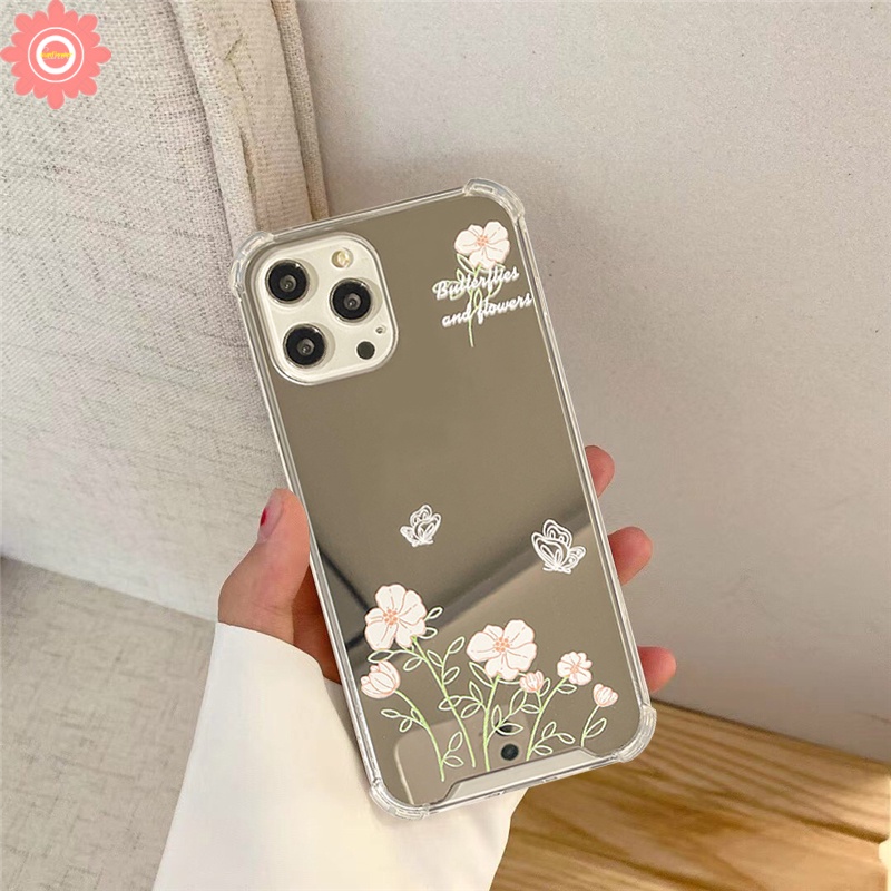 Soft Case Tpu Motif Bunga Dengan Cermin Untuk IPhone 7 8 Plus 13 12 11 Pro MAX XR X XS MAX SE 2020