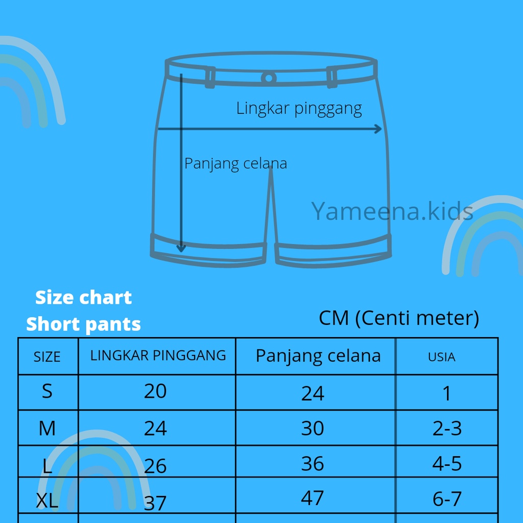 Yameena Kids Pakaian Short Pants Celana Pendek Anak Laki Laki Dan Perempuan Ukuran 1- 7 Tahun Bahan Cudoroy By Yameenakids