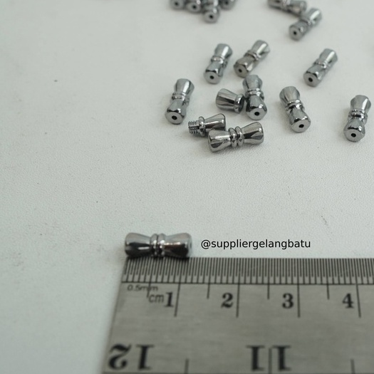 Aksesoris stopper putar 10mm silver bahan rangkai gelang kalung tali