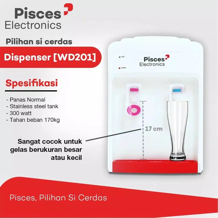 Dispenser Pisces Hot &amp; Normal WD 201 2 Kran