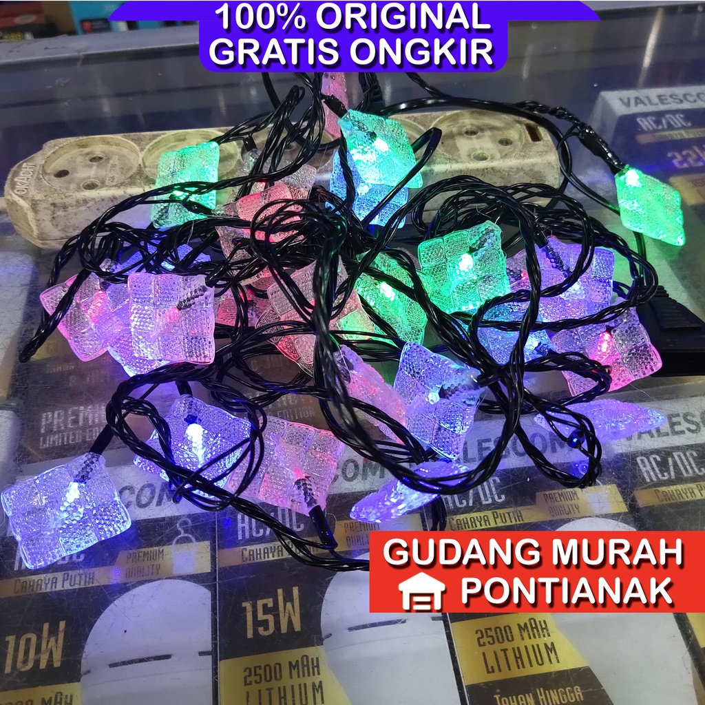 Lampu seri ketupat Akrilik Bening Warna Warni Satu Ketupat 2 warna LED