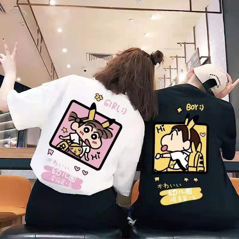 MYSTIQUE.ID-BAJU KAOS COUPLE SHINCHAN BOY&amp;GIRL T-SHIRT LUCU DAN AESTHETIC