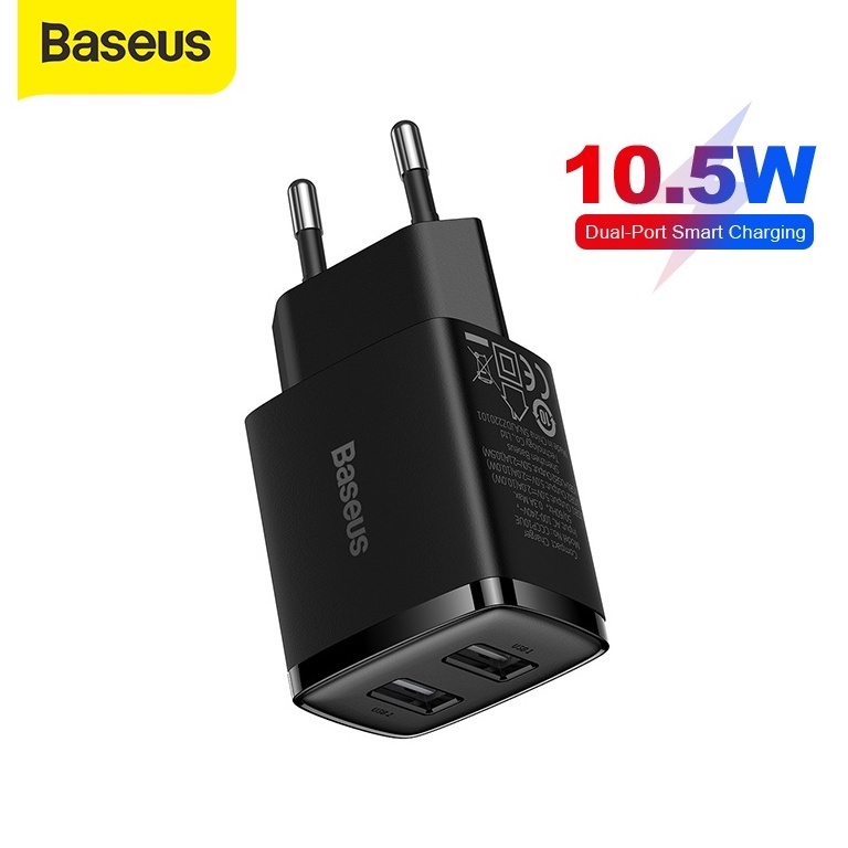 Kepala Charger Baseus Mini Dual USB Charger EU Plug