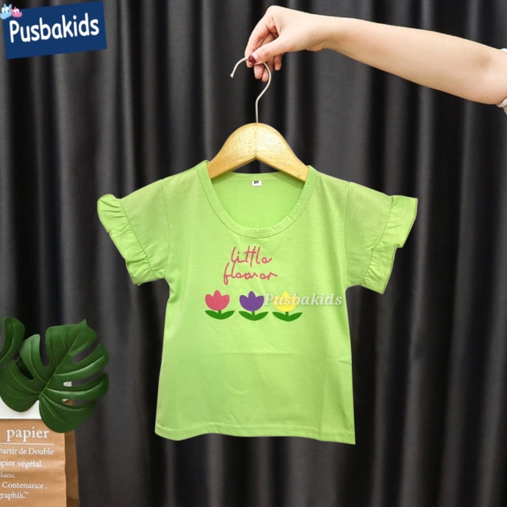 KAOS RUFFLE - Baju Kaos Anak Dan Bayi Perempuan Model Tangan Terompet 0-7 Tahun-Kaos  hijau