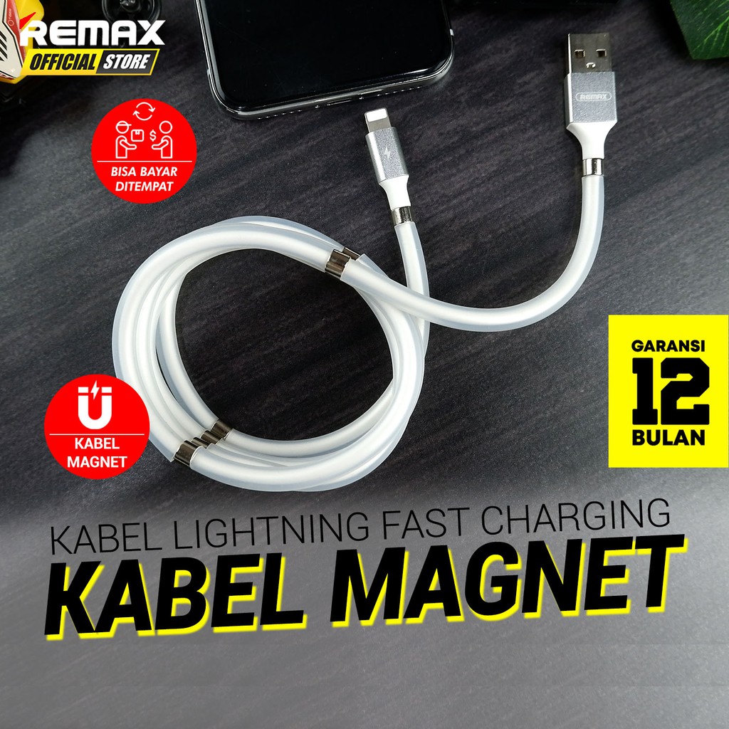 Remax RC-125I Magnetic Stroig Series Lightning Data Cable Original Garansi / Kabel Data Murah