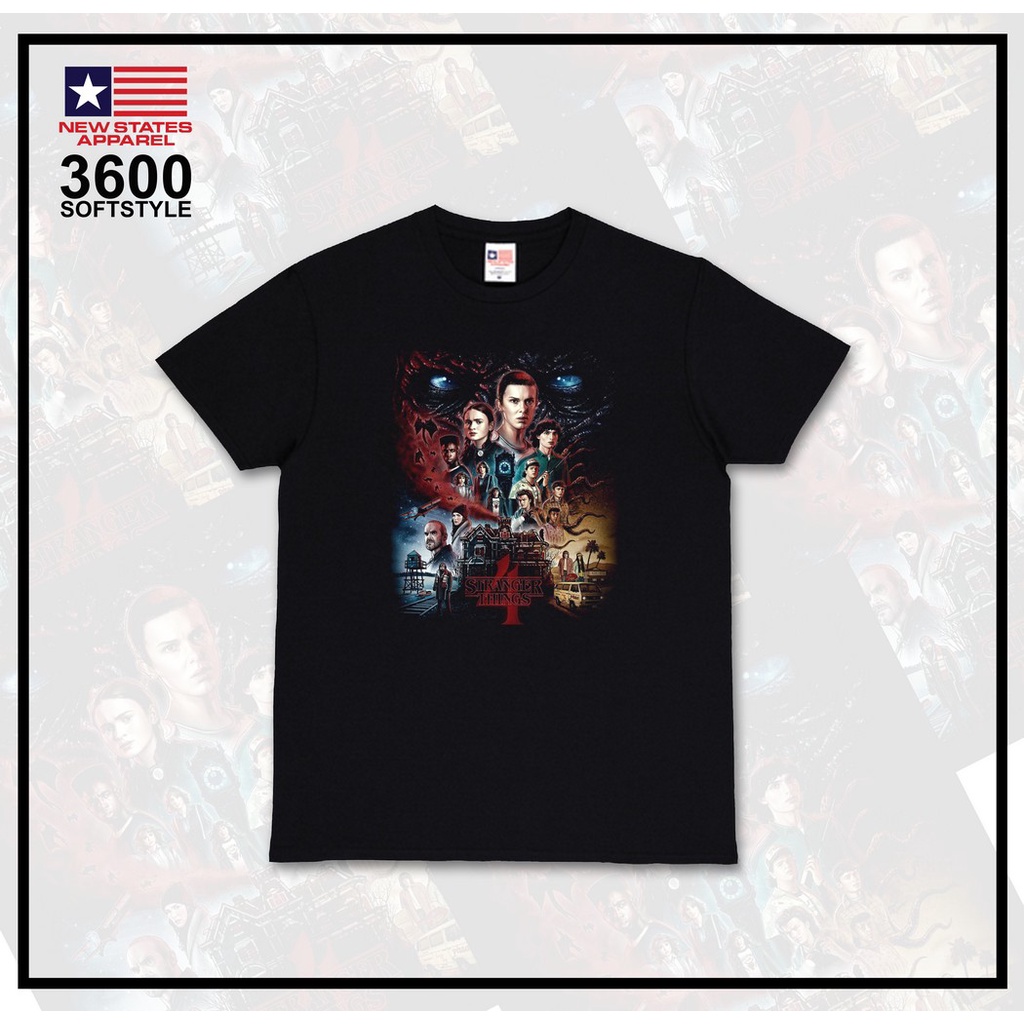 KAOS/TSHIRT HITAM- STRANGER THINGS 4 POSTER