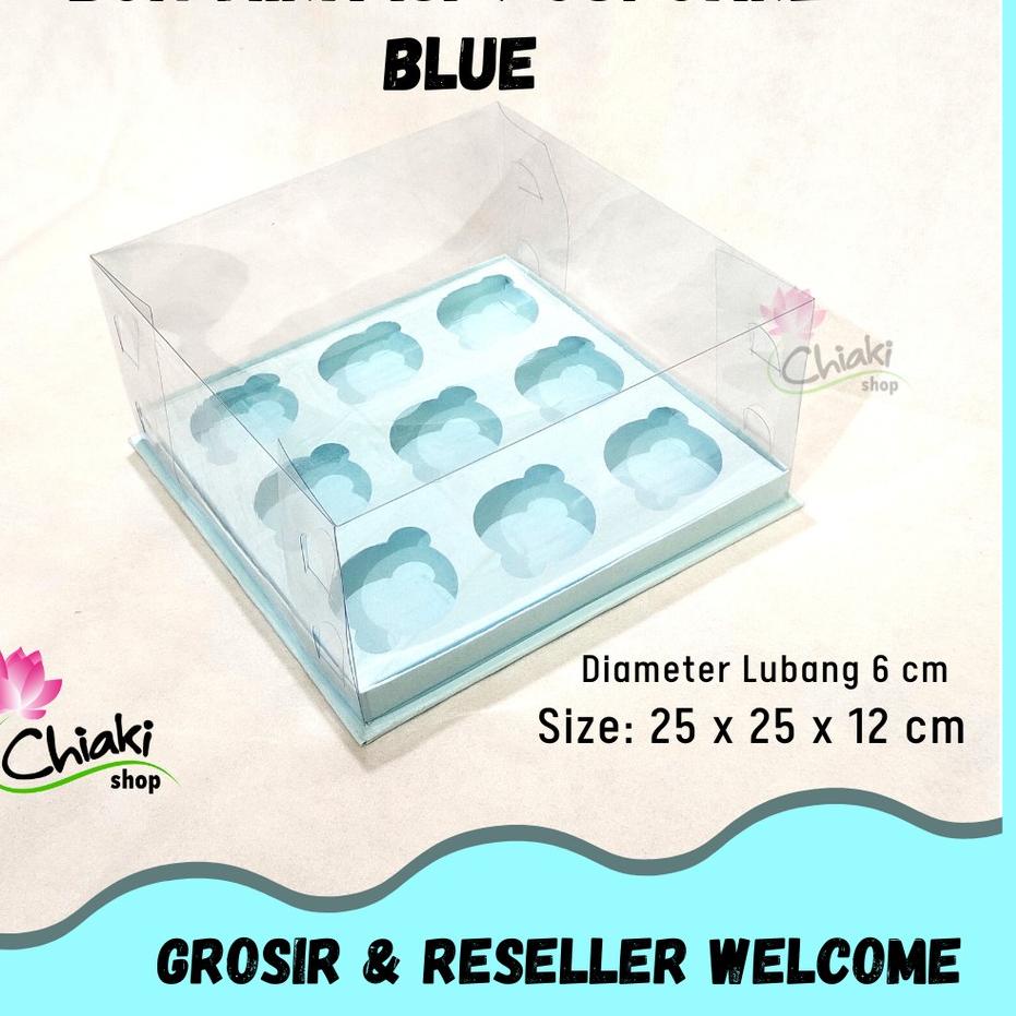 

✵ Box Mika ALAS BLUE 25 x 25 x 12 Cupcake isi 9 Cake Pudding Tart Dus BIRU Karton Tebal Chiaki Kotak ➳