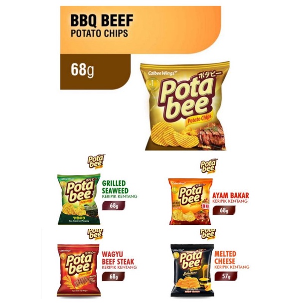 

POTABEE Potato Chips (Beef-Seaweed-Ayam Bakar-Beef Steak-Melted Cheese) 68 g