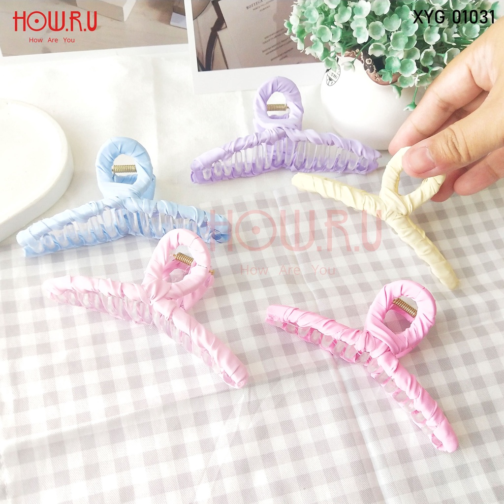 HOW.R.U | 11cm - Jepit Rambut Satin Lilit Medium untuk Rambut Tanggung Korean Look