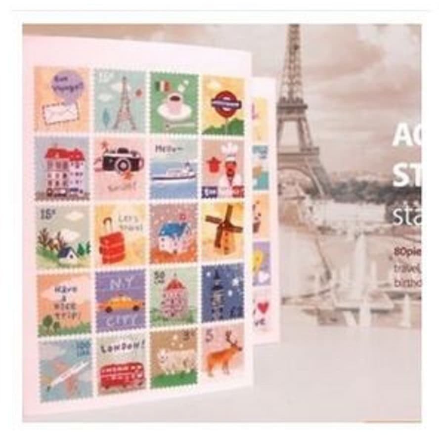 Stamp Diary Deco Sticker - 3 Design Cartoon Girl Stamp (4pcs)