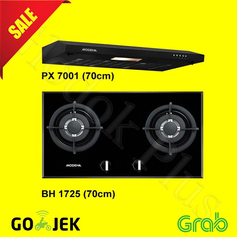 paket promo bh1725 px7001 modena Kompor tanam gas 2 tungku BH 1725 cooker hood slim PX 7001