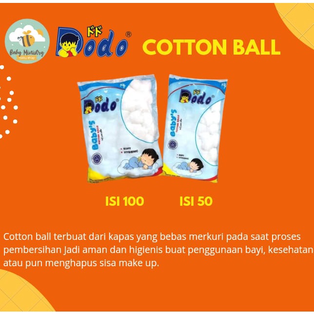 DODO COTTON BALL 50 DAN 100 PCS (KAPAS BULAT BAYI) KAPAS