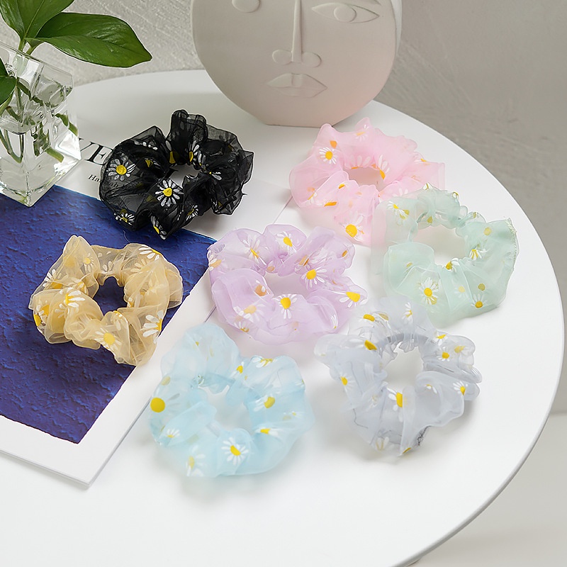 Ikat Rambut Tile Flower Scrunchie Bunga Daisy MALLSHOPPING