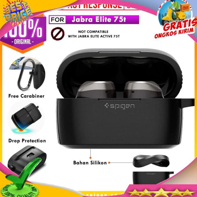 NEW PRODUK CASE JABRA ELITE 75T SPIGEN RUGGED ARMOR SILIKON SOFT PROTECTIVE COVER COD