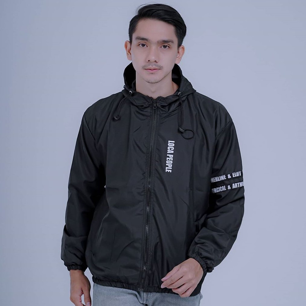 Loca People Jaket - Jaket Parasut Pria dan Wanita (Double Puring)-Hitam