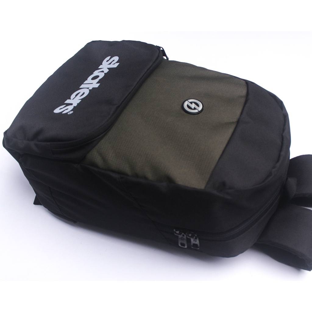 TAS RANSEL LAPTOP SKATERS VG033 HITAM-HIJAU OLIVE