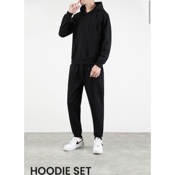 HOODIE SET HITAM PRIA WANITA TERLARIS KOREA BTS