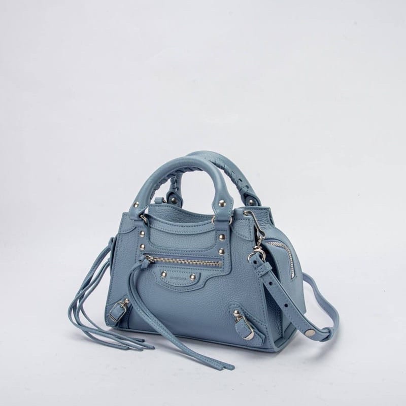 Tas balenciaga neo classic mini top handle bag blue grey