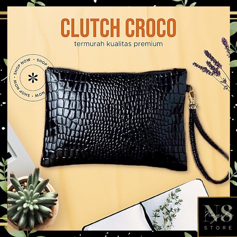 ✨NAGIHI✨ CLUTCH CROCO GLOSSY / POUCH CROCO / POUCH CROCO WANITA / DOMPET WANITA