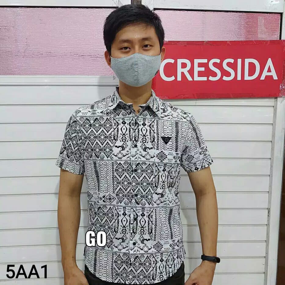 bego 5AA CRESSIDA KEMEJA PRIA BATIK SLIMFIT Kemeja Casual Kemeja Lengan Pendek