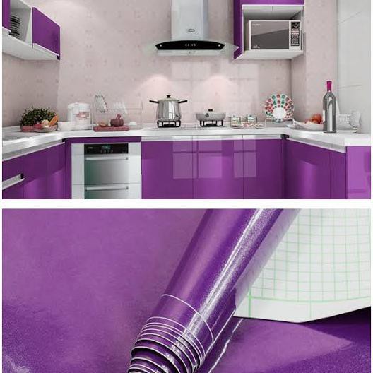 Sale Wallpaper Dinding Dapur Premium Glossy Ungu Polos Diskon