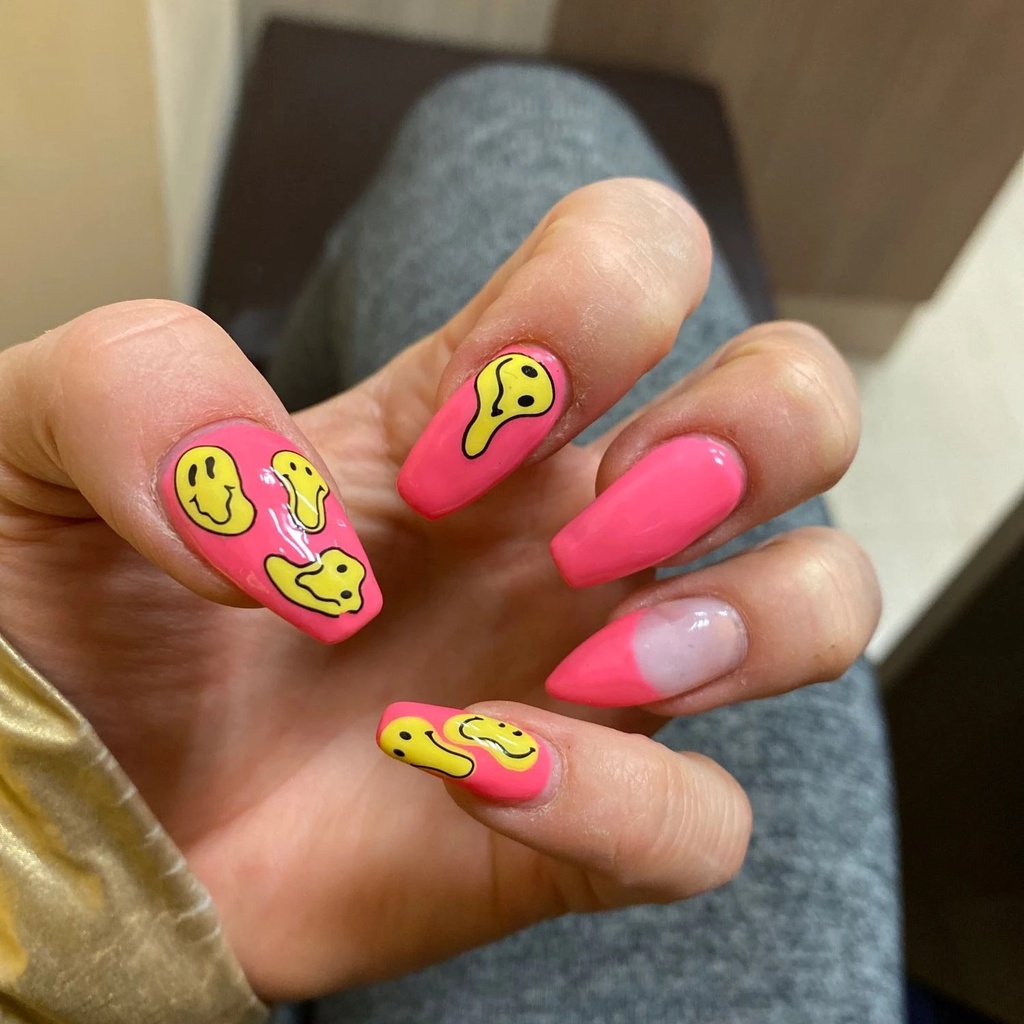 1 Lembar Stiker Kuku Transfer Air Desain Matahari Bulan Bunga Senyum 3D Warna Kuning Untuk Dekorasi Manicure