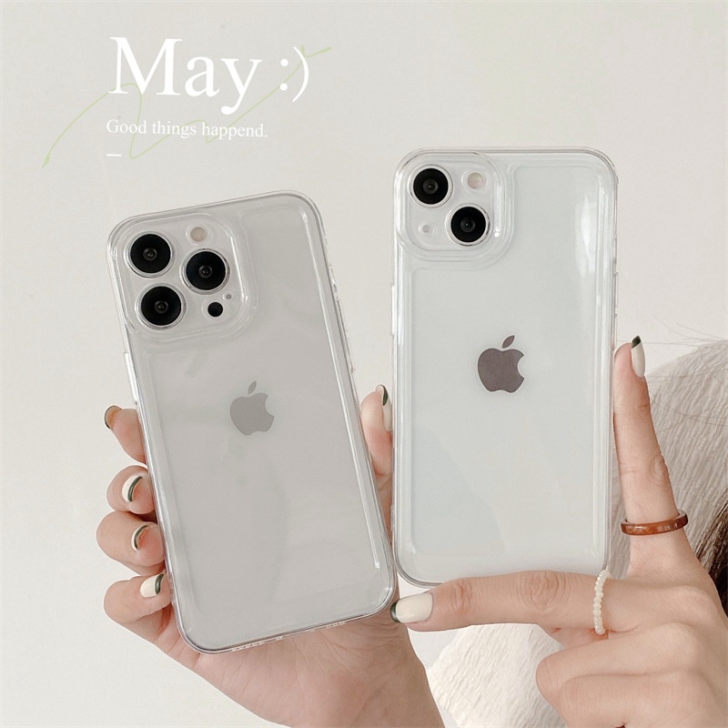 IPHONE Desain Sederhana Casing Ponsel Transparan Anti Jatuh Lembut TPU Penuh Pelindung Cover Untuk Iphone7 8 PLUS X XR XS 11 12 13 14 MINI PRO MAX Se2020