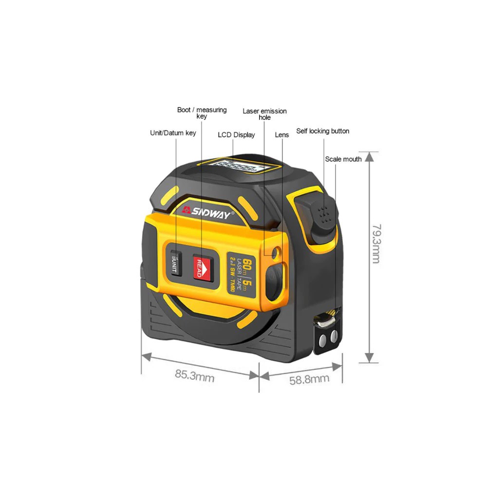 SW-TM40 SNDWAY - Multi Measuring Tape 5M and Laser Distance Meter 40M