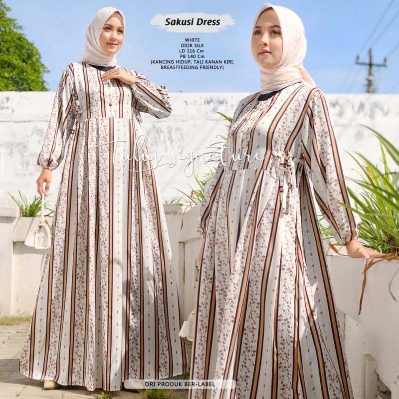 Dress wanita premium / Sakusi dress by tulus signature / Dress motif modern