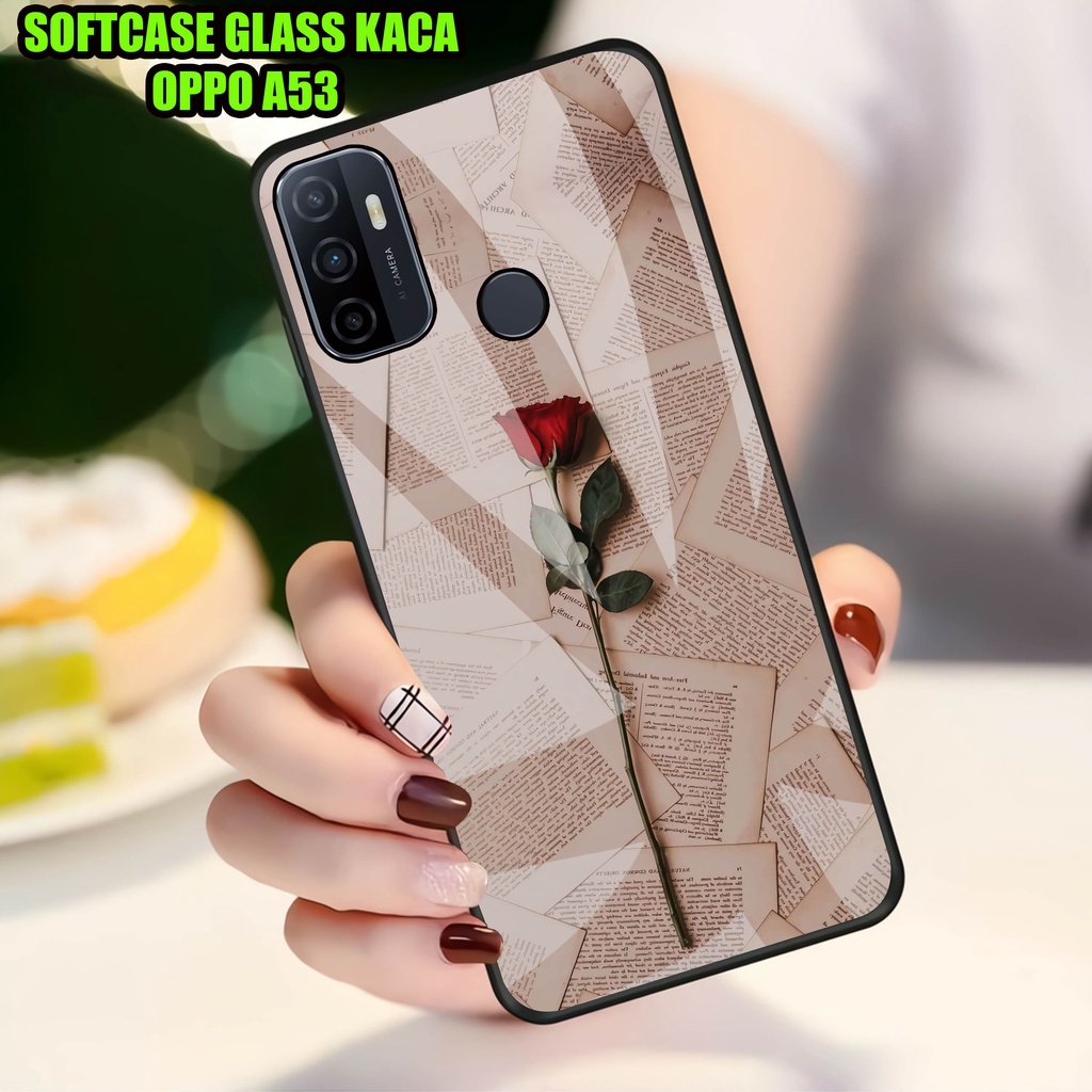 Softcase Glass Kaca OPPO A53]- Case Hp Pelindung Handphone OPPO A53] [ A51]