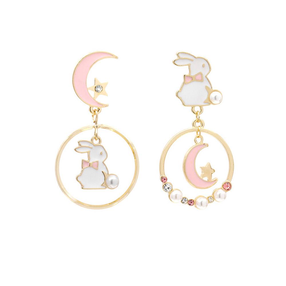 NEEDWAY Needway Anting Asimetris Manis Ins Pink Moon Korea Enamel