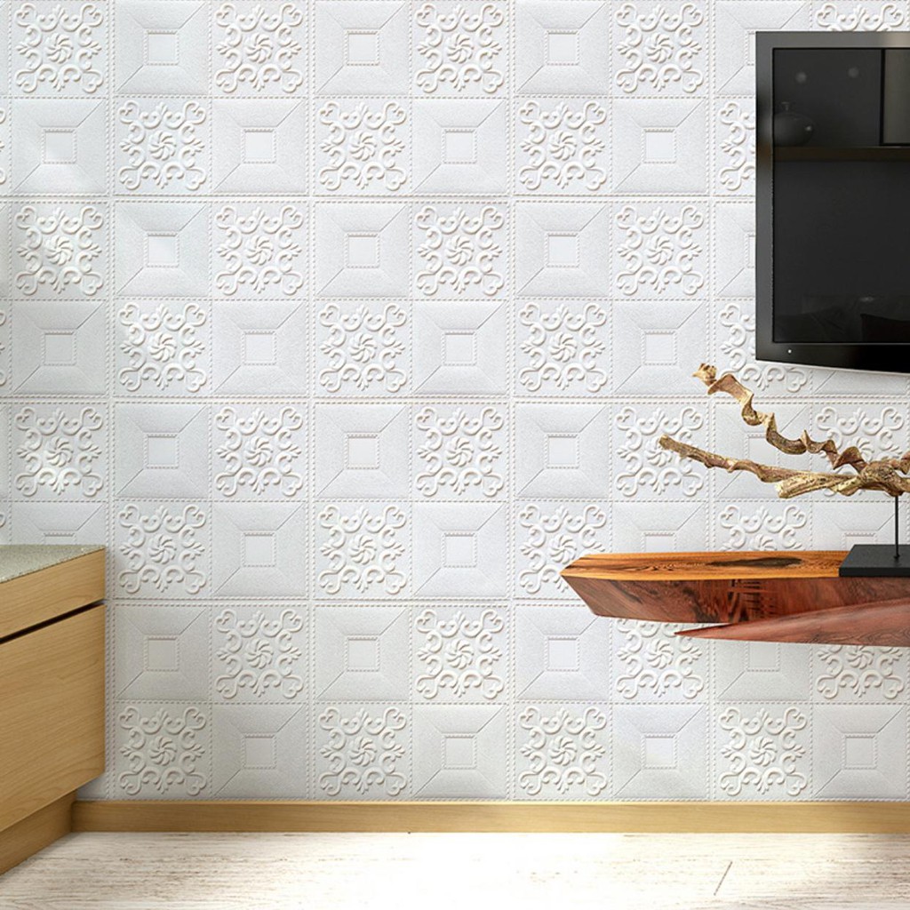 GM JK680 - 3D Wallpaper Foam Glitter Motif Batik/ Wallpaper Dinding Dekorasi
