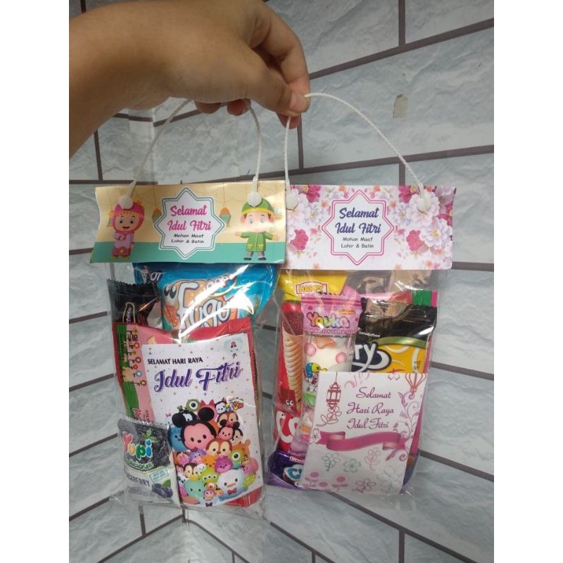 

Hadiah THR lebaran anak/snack lebaran plus amplop/bingkisan lebaran anak/angpao ThR anak/snack hadiah