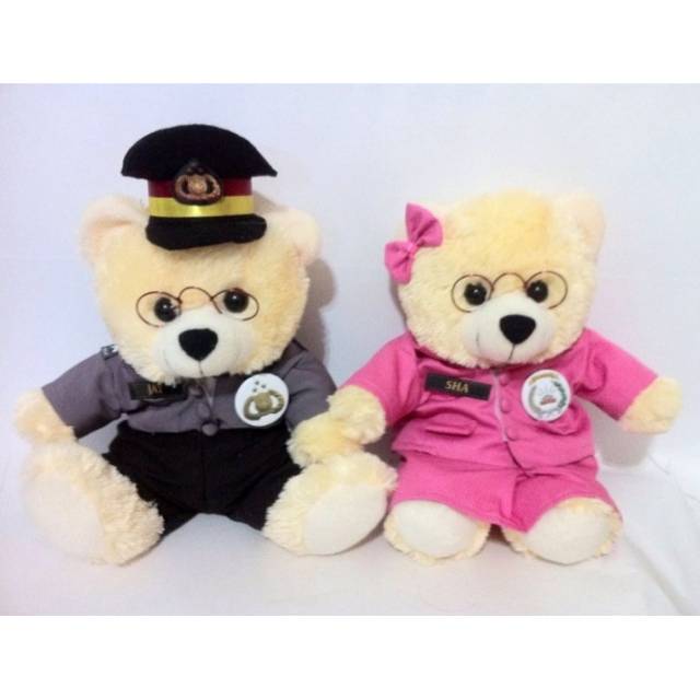 Boneka Pasangan Kembaran Teddy Bear Polisi Bhayangkari
