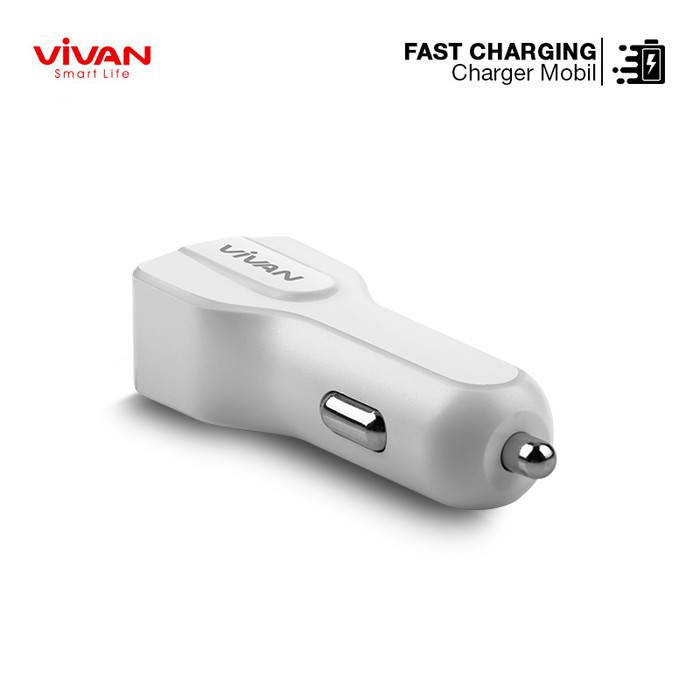 Charger Mobil Vivan CC02S 3.1A Car Charger Fast Charging Dual USB Port White